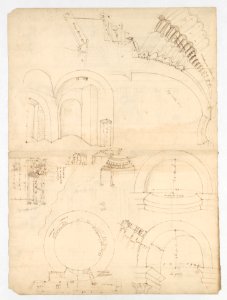 Pantheon, dome, section details; alcove, section and details (recto) Pantheon, rotonda, upper order, elevation and details (verso) MET DP247639