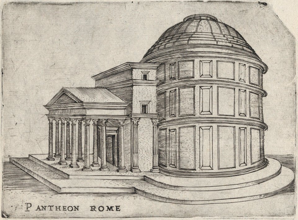 Pantheon Rome, from a Series of 24 Depicting (Reconstructed) Buildings from Roman Antiquity MET DP874934