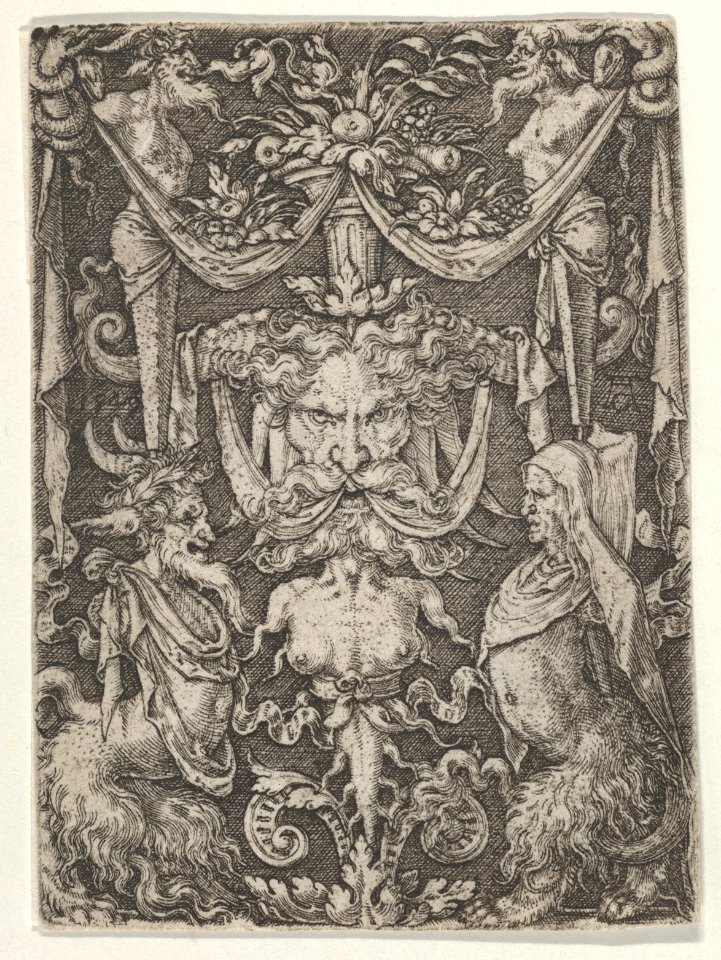 Panel with Grotesque Candelabrum Containing a Mask and Two Satyrs MET DP836776