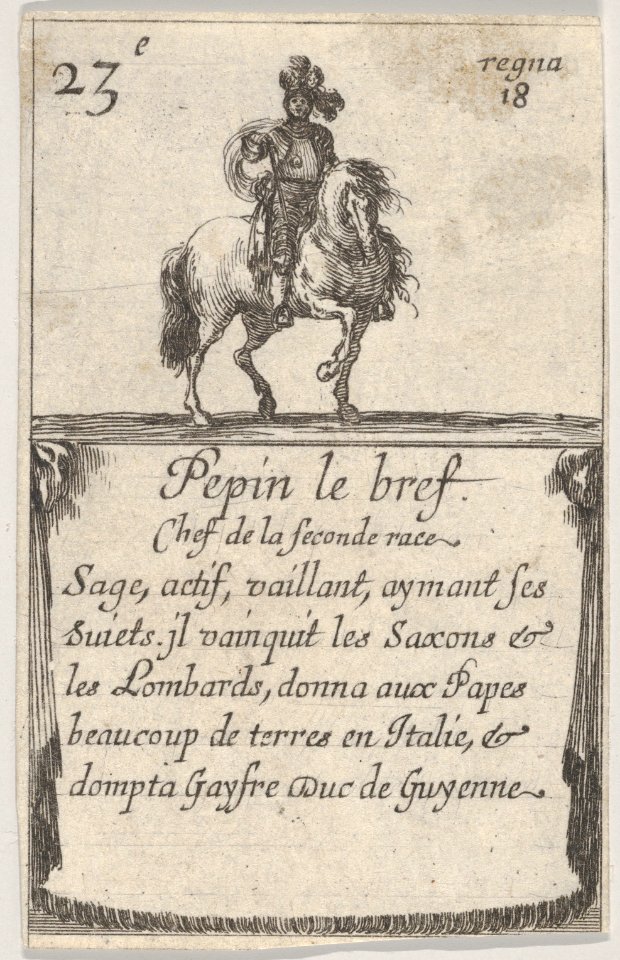 Pepin le bref - Chef de la seconde race..., from 'Game of the Kings of France' (Jeu des Rois de France) MET DP831127