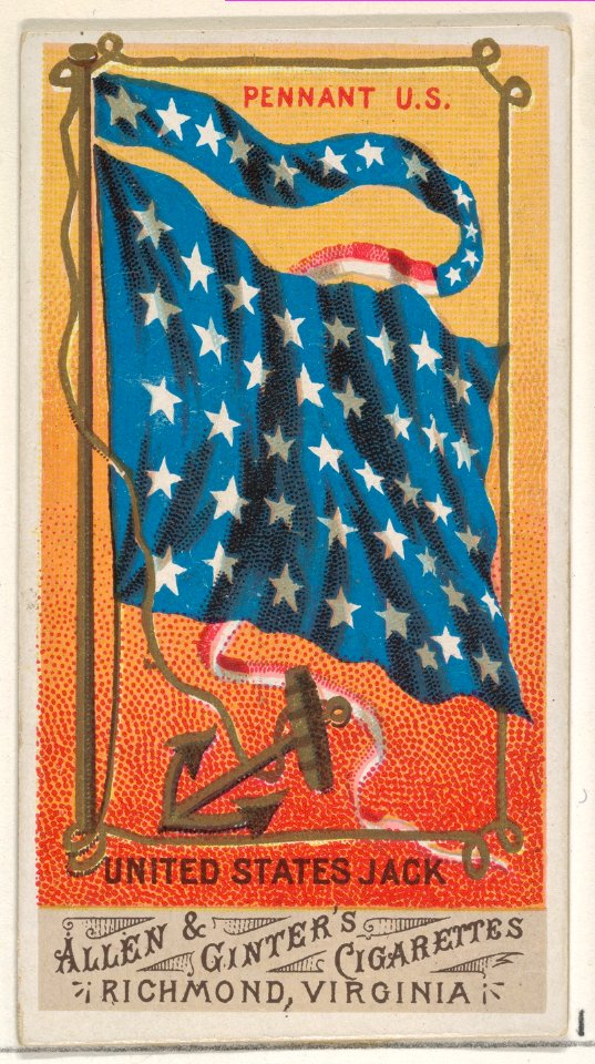 Pennant U.S., United States Jack, from Flags of All Nations, Series 1 (N9) for Allen & Ginter Cigarettes Brands MET DP831930