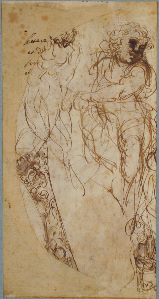 Perseus Beheading Medusa (recto); Studies of a Child and Ornament Sketches (verso) MET 62.204.3 VERSO