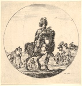 Polish horseman facing right, a circular composition, from 'Figures on Horseback' (Cavaliers nègres, polonais et hongrois) MET DP833233