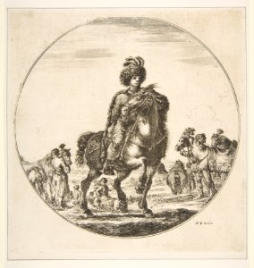 Polish horseman facing right, a circular composition, from 'Figures on Horseback' (Cavaliers nègres, polonais et hongrois) MET DP817547