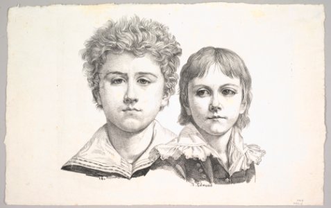 Portrait of the Rabe Children- Hermann, age 14 and Edmond, age 7; verso- proof before corrections of small faults in the images MET DP822788