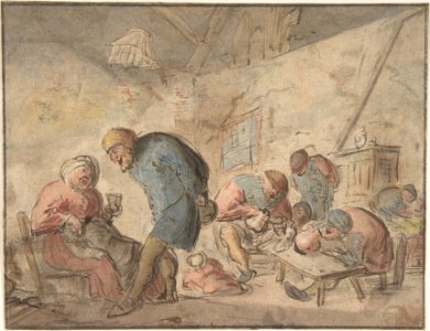 Peasants Drinking verso- sketches of peasants MET DP800546