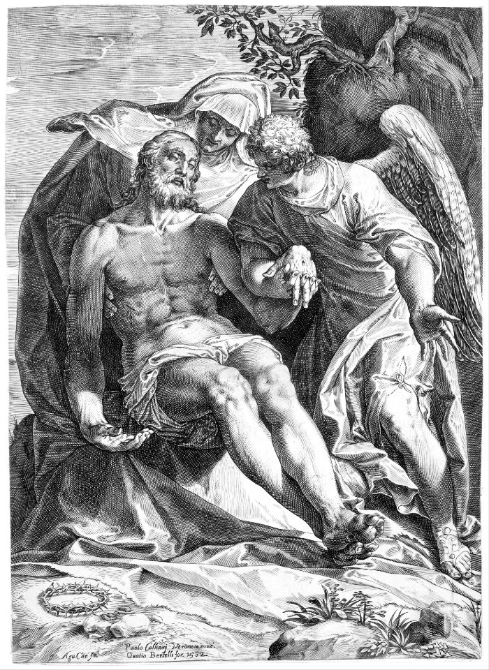 Pieta; Christ supported by the Virgin and an angel at the right MET MM43849