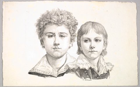Portrait of the Rabe Children- Hermann, age 14 and Edmond, age 7; verso- proof before corrections of small faults in the images MET DP822791
