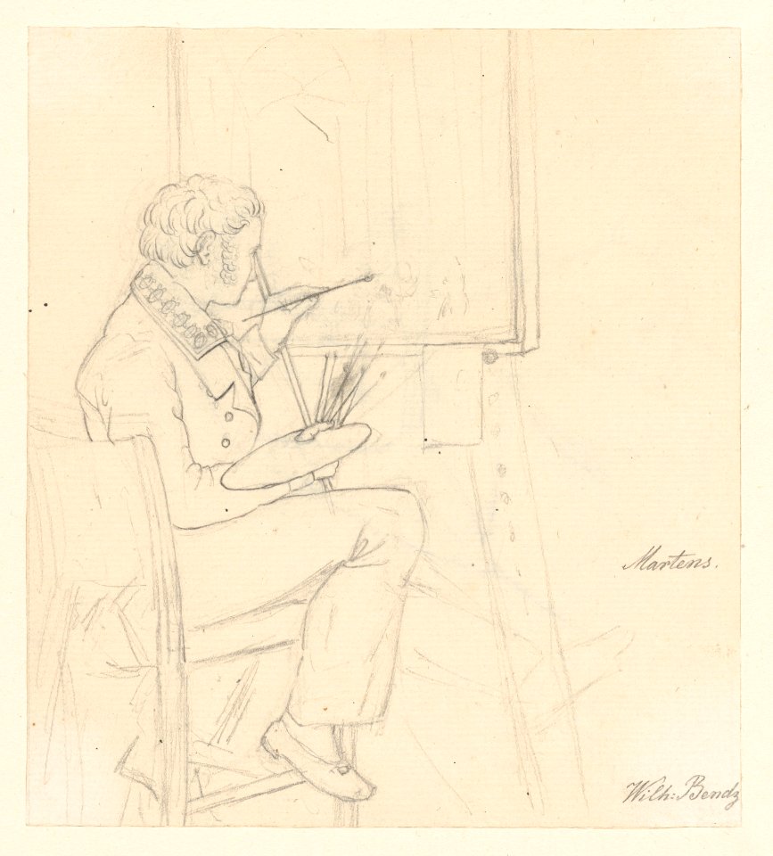 Portrait of the Painter Ditlev Martens at Work Behind and Easel; verso- An Artist Sketching MET DP857015