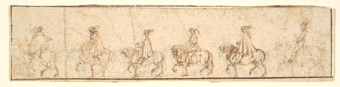 Procession of Six Horsemen in Profile View Facing Left. MET DP809317