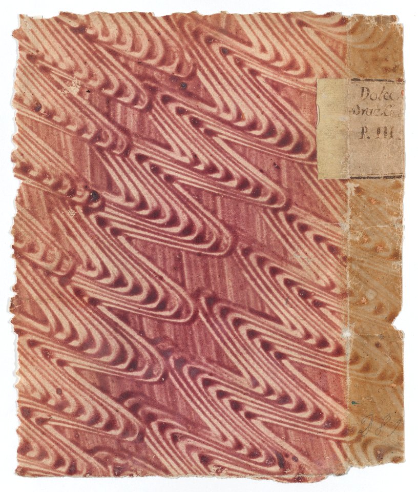Red paste paper book cover with curved line design Met DP887149