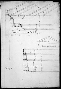 Portico Octavia, pediment and entablature, elevation; pediment, elevation (recto) Temple of Antoninus and Faustina, entablature, elevation (verso) MET MM43695
