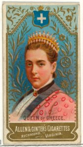 Queen of Greece, from World's Sovereigns series (N34) for Allen & Ginter Cigarettes MET DP838695