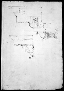 Portico Octavia, pediment and entablature, elevation; pediment, elevation (recto) Temple of Antoninus and Faustina, entablature, elevation (verso) MET MM43696