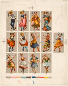 Printing proof of cards, from National Dances (N225, Type 2) issued by Kinney Bros. MET DPB874732