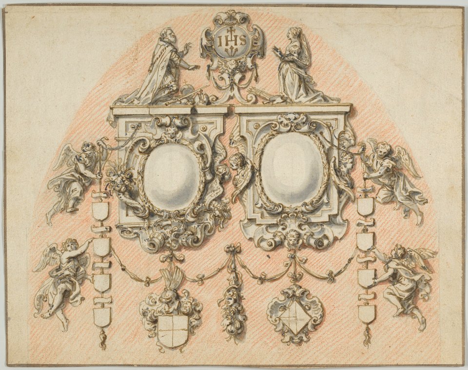 Portfolio with drawings and prints of tombs and epitaphs, Abraham van Diepenbeeck