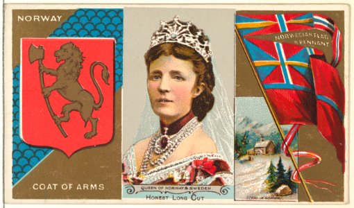 Queen of Norway and Sweden, from the Rulers, Flags, and Coats of Arms series (N126-1) issued by W. Duke, Sons & Co. MET DPB873789