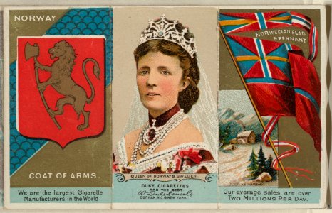 Queen of Norway and Sweden, from the Rulers, Flags, and Coats of Arms series (N126-2) issued by W. Duke, Sons & Co. MET DPB873891