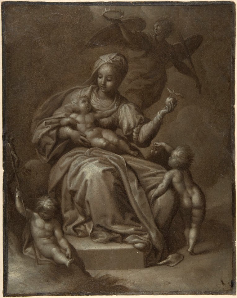 Recto- Virgin and Child, and Saint John the Baptist; Verso- summary sketches, possibly the Virgin and Child MET DP801105
