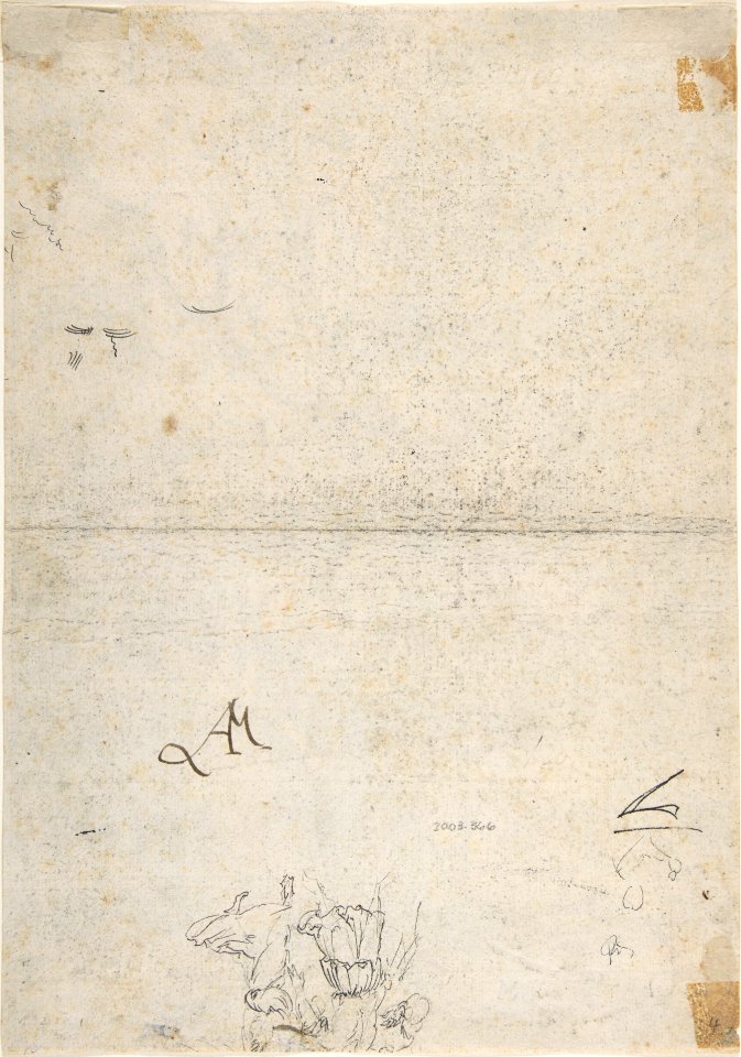 Recto- Joachim and the Angel; Verso, in upper right hand corner- three figures with loose draperies MET DP803052