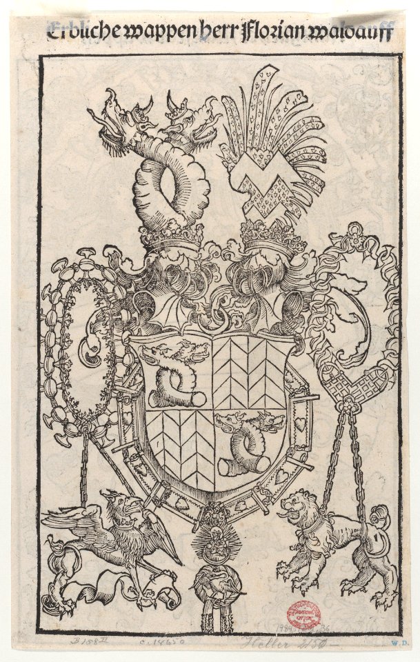 Recto- Coat of Arms of Maximilian I as King of the Romans; verso- Coat of Arms of Florian Waldauf von Waldenstein Met DP885524