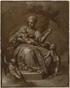Recto- Virgin and Child, and Saint John the Baptist; Verso- summary sketches, possibly the Virgin and Child MET DP166553