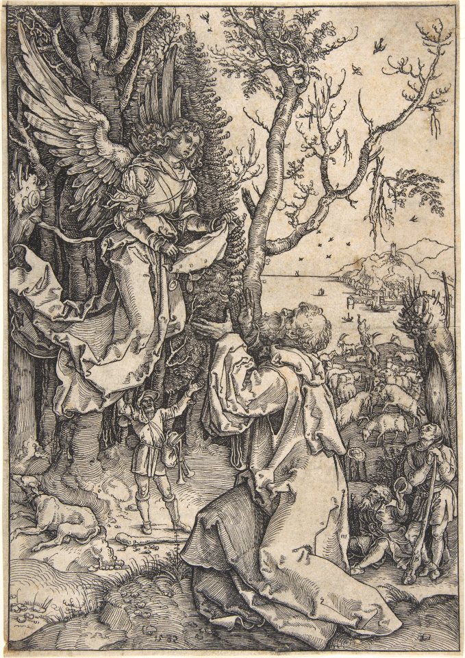 Recto- Joachim and the Angel; Verso, in upper right hand corner- three figures with loose draperies MET DP803051
