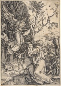 Recto- Joachim and the Angel; Verso, in upper right hand corner- three figures with loose draperies MET DP803051