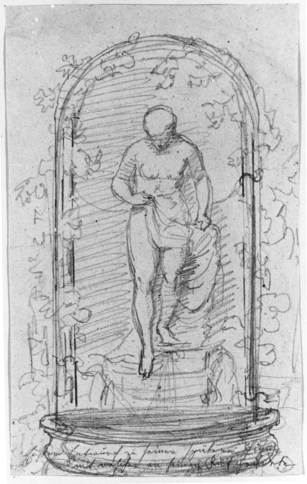 Recto-Nude Female Figure in a Niche Verso- Study for a Fountain MET 175166