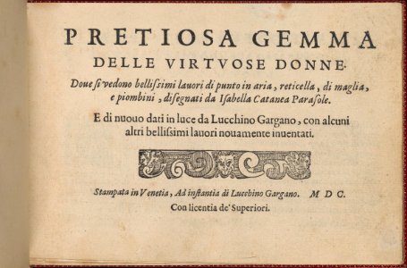 Pretiosa Gemma delle virtuose donne, title page (recto) MET DP356947