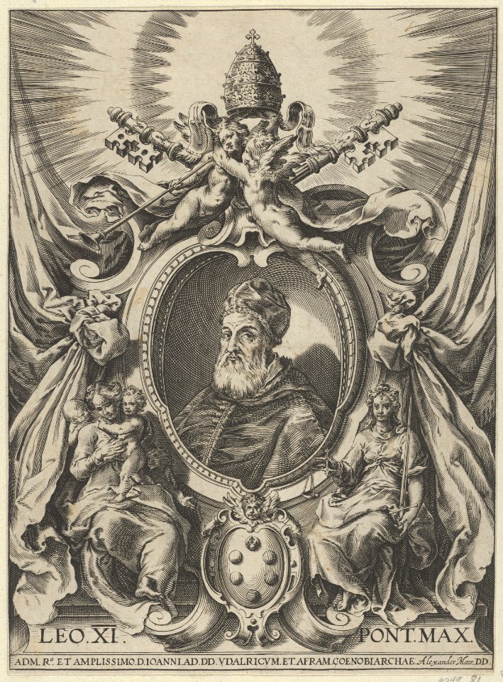 Portrait of Pope Leo X in a decorative border MET DP836883