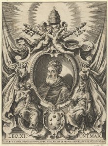 Portrait of Pope Leo X in a decorative border MET DP836883