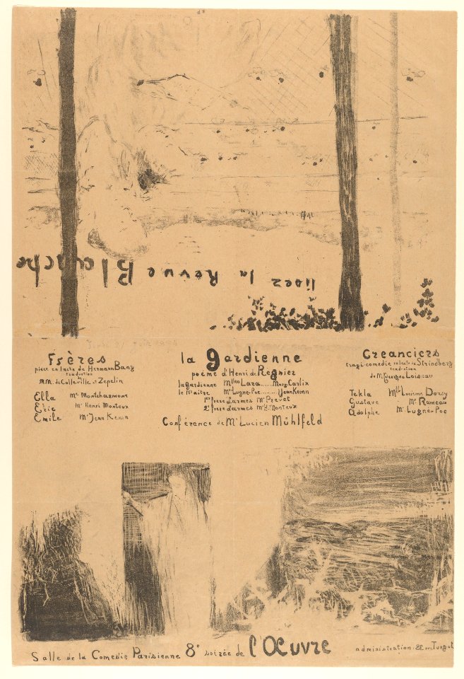 Program for L’Œuvre theater, May 1894 (Lisez la Revue Blanche - Frères; La Gardienne; Créanciers) MET DP835345