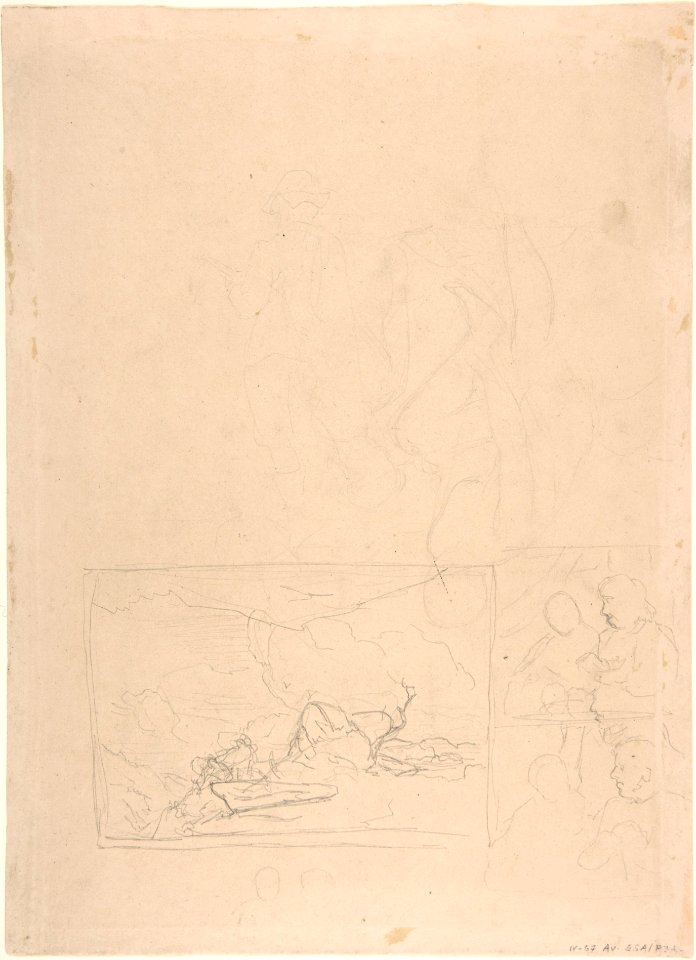 Portrait of a Woman (Mrs. von Kobestein?); verso- Sketches of two or three compositions, including a landscape MET DP805857