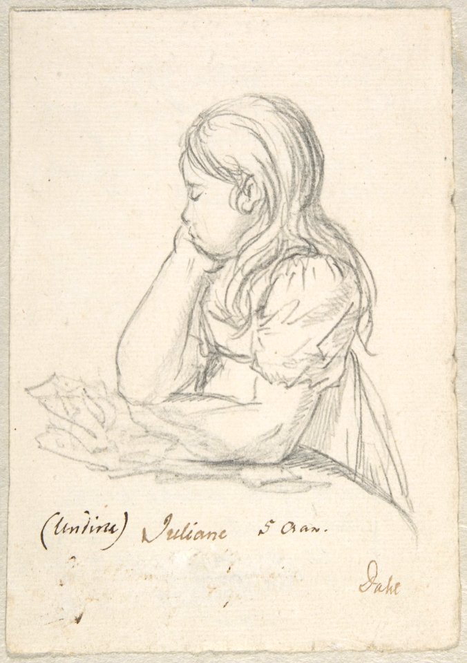 Portrait of Juliane Sophie Heger as a Child, leaning on a Table MET DP800032