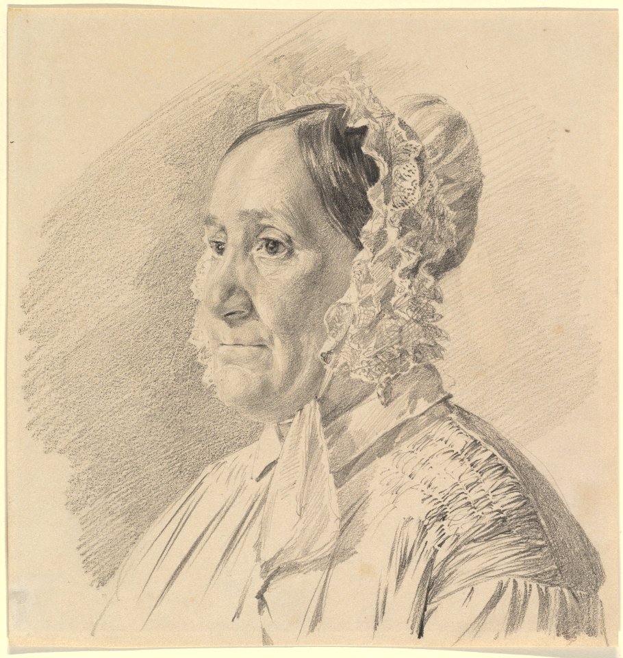 Portrait of a Woman in a Lace Bonnet, in three-quarter profile to the left MET DP830235