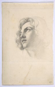 Portrait of Alfred Rethel, looking up; verso- Studies of two heads MET DP811465