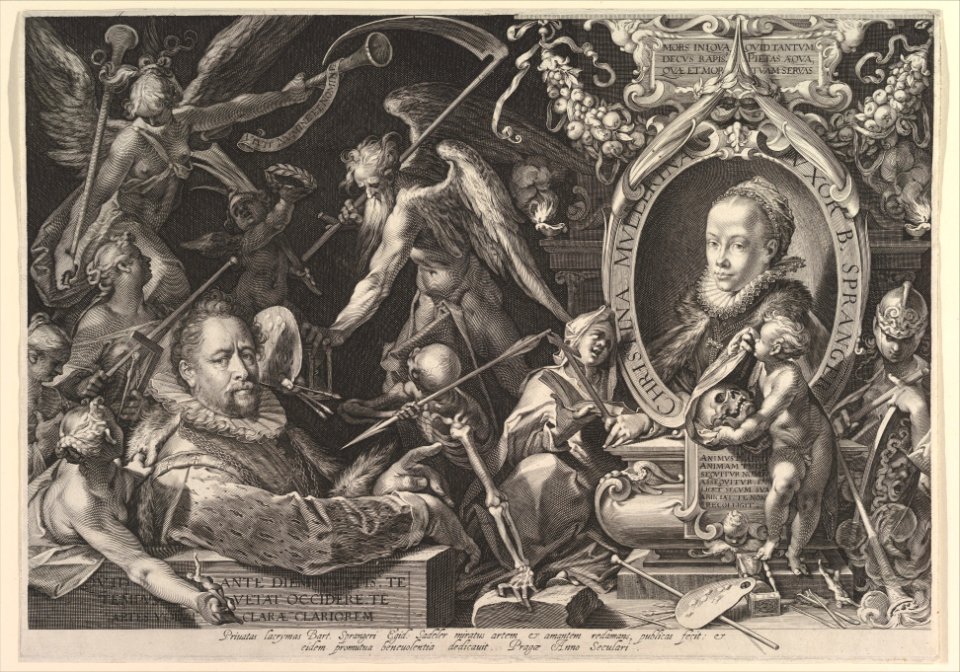 Portrait of Bartholomeus Spranger with an Allegory on the Death of his Wife, Christina Muller MET DP822207