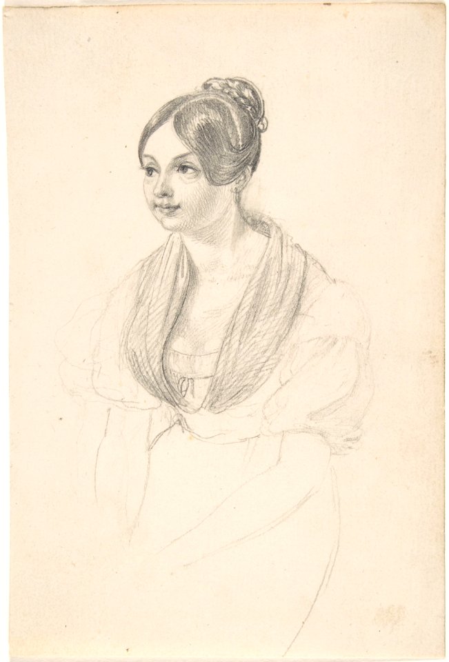 Portrait of a Young Woman; verso- Sketch of a Young Woman with her Hands Resting on a Table MET DP807678