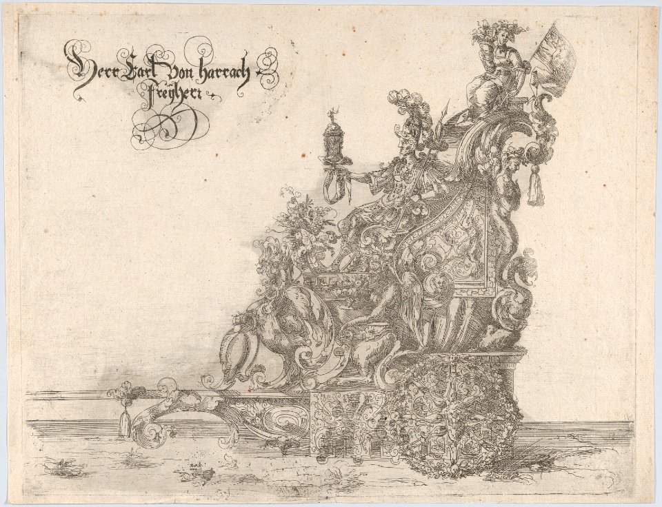 Procession, with a male and female figure seated on a float MET DP874732