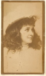 Portrait of actress wearing feathered hat, from the Actresses series (N668) MET DPB869929