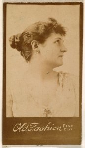 Portrait of actress in profile, from the Actresses series (N664) promoting Old Fashion Fine Cut Tobacco MET DPB869468
