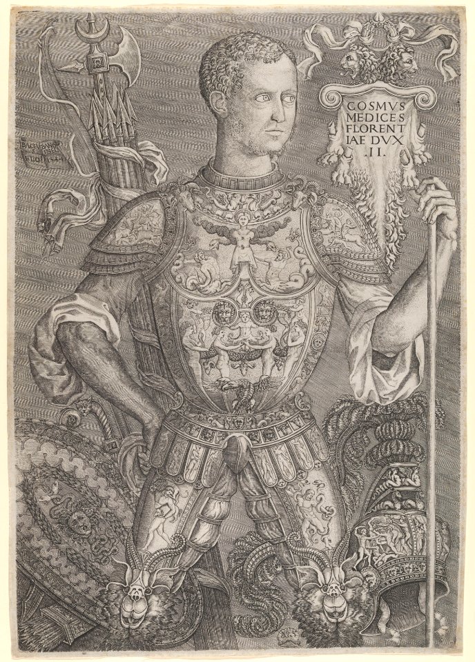 Portrait of Cosimo de' Medici in full armour, his left hand resting on a staff MET DP834407