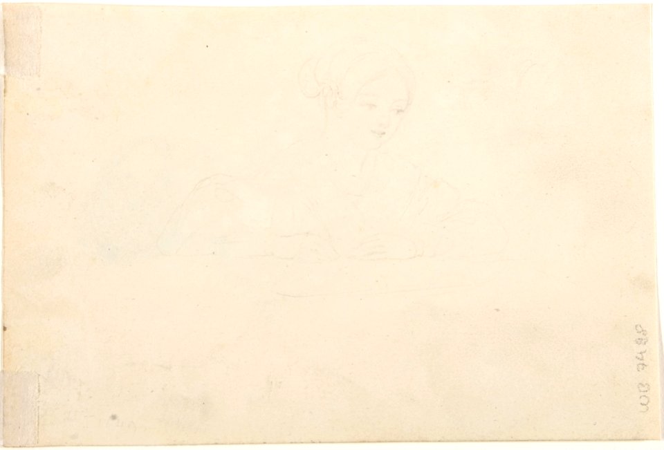 Portrait of a Young Woman; verso- Sketch of a Young Woman with her Hands Resting on a Table MET DP807679