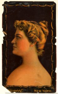 Portrait of actress facing left, from the Transparencies series (N137) issued by W. Duke, Sons & Co. to promote Honest Long Cut Tobacco MET DP865645