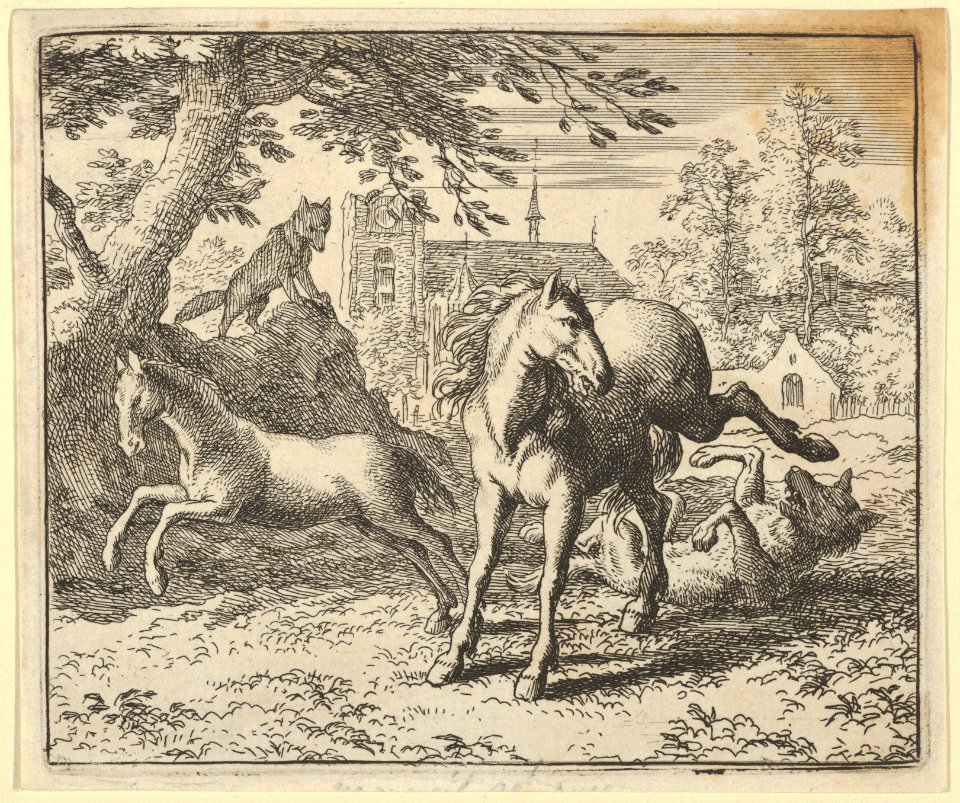 Renard Goes with the Badger to Court to Appease the Lion's Anger from Hendrick van Alcmar's Renard The Fox MET DP837731