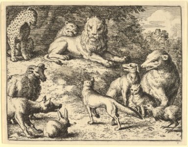 Renard is Accused by the Animals Before the Lion from Hendrick van Alcmar's Renard The Fox MET DP837710