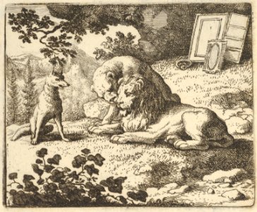 Renard Lies that he Gave the Ram Various Precious Objects that Were Meant for the Lion and Lioness from Hendrick van Alcmar's Renard The Fox MET DP837676