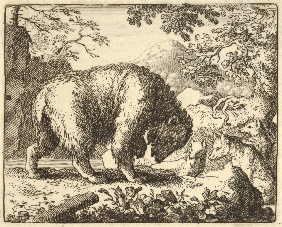 Renard Promises the Bear to Take Him to a Place Where He Will Find Honey from Hendrick van Alcmar's Renard The Fox MET DP837694