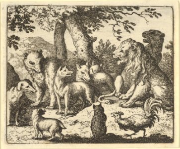 Renard Exonerates Himself of His Crimes Before the Lion from Hendrick van Alcmar's Renard The Fox MET DP837674